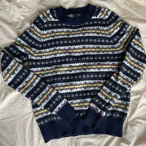 J.Crew Fair Isle Navy Blue Crewneck Sweater